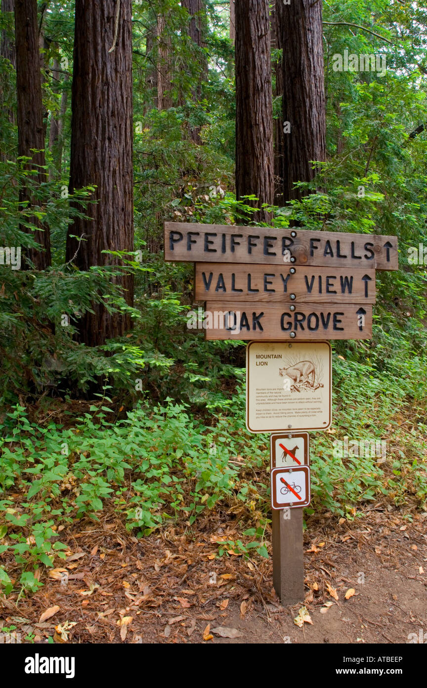 Guide de randonnée des affiches à Pfeiffer Big Sur State Park le comté de Monterey Californie Banque D'Images