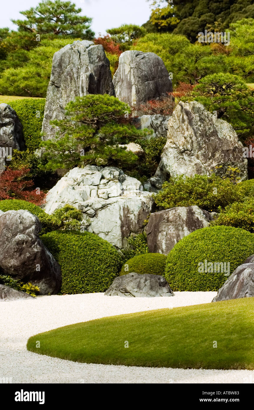 Détail de paysage sec Jardin à célèbre Adachi Museum of Art au Japon Banque D'Images