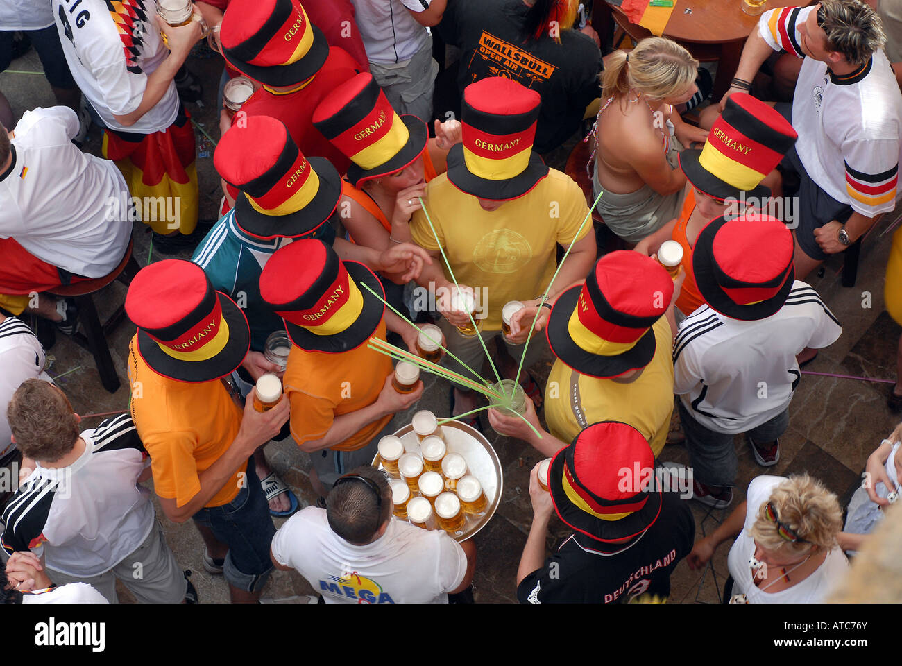 Les fans de football allemand, Majorque, Espagne Banque D'Images