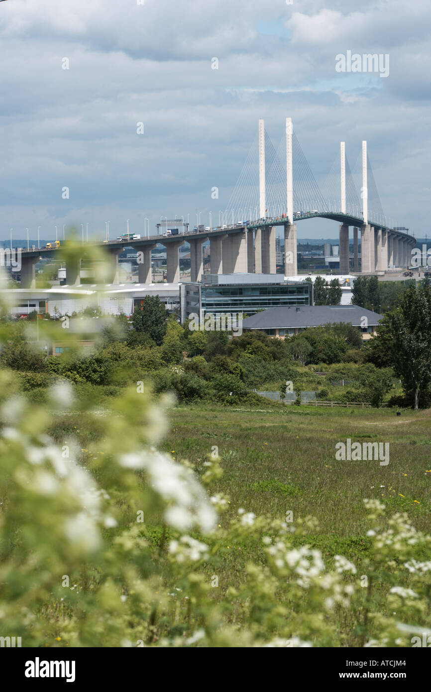 Le QE2 Suspension Bridge, à la Dartford Crossing sur le M25 Banque D'Images