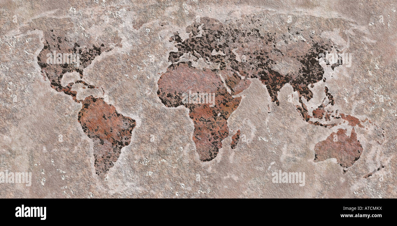 Carte Du Monde Dans La Pierre Reflète Les Zones Climatiques