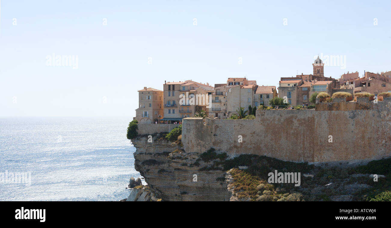 Haute-ville (vieille ville) et de la Citadelle, Bonifacio, Corse, France Banque D'Images