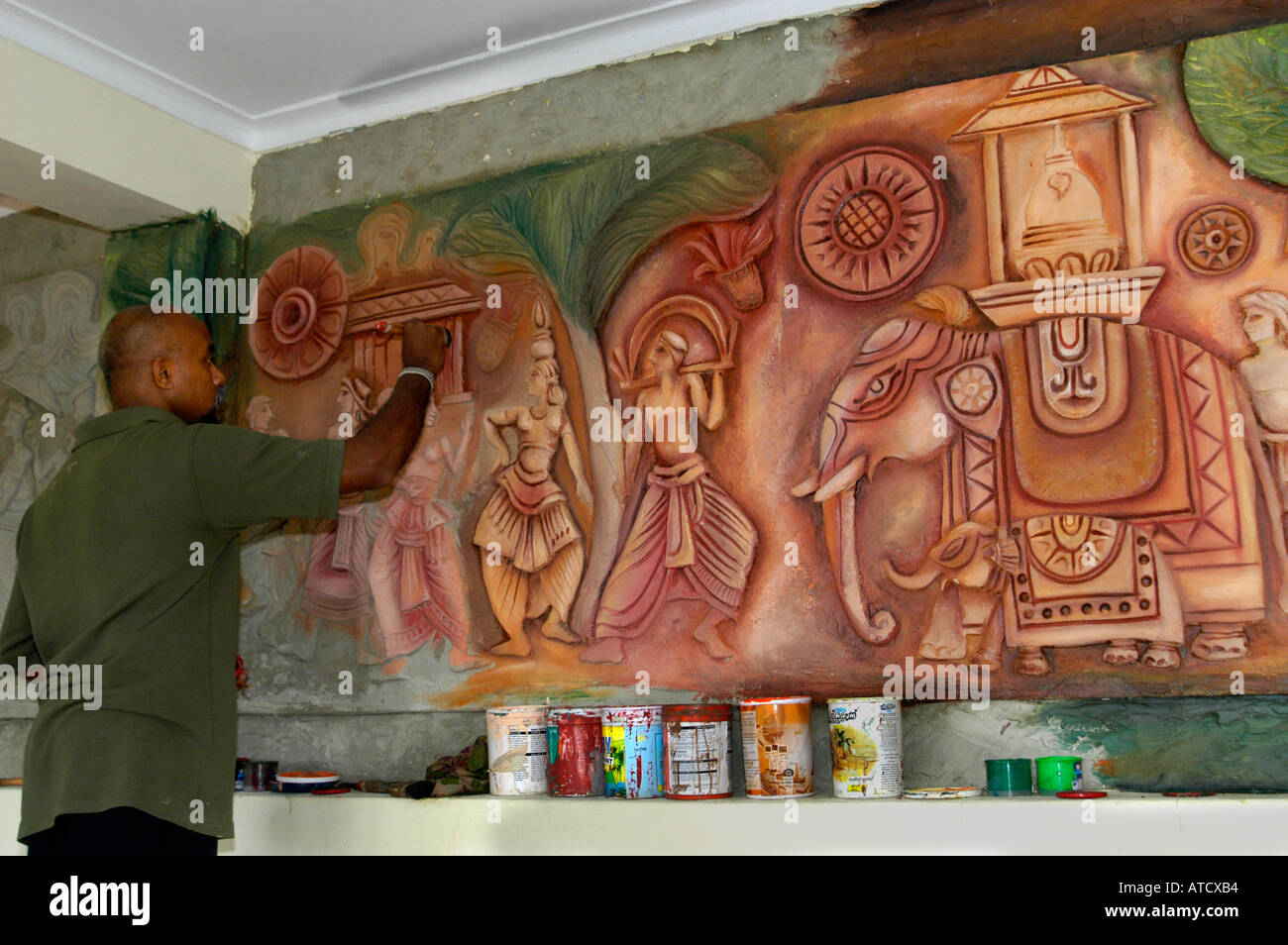 L'île de Ceylan Sri Lanka Kandy murtal mur Peinture Banque D'Images