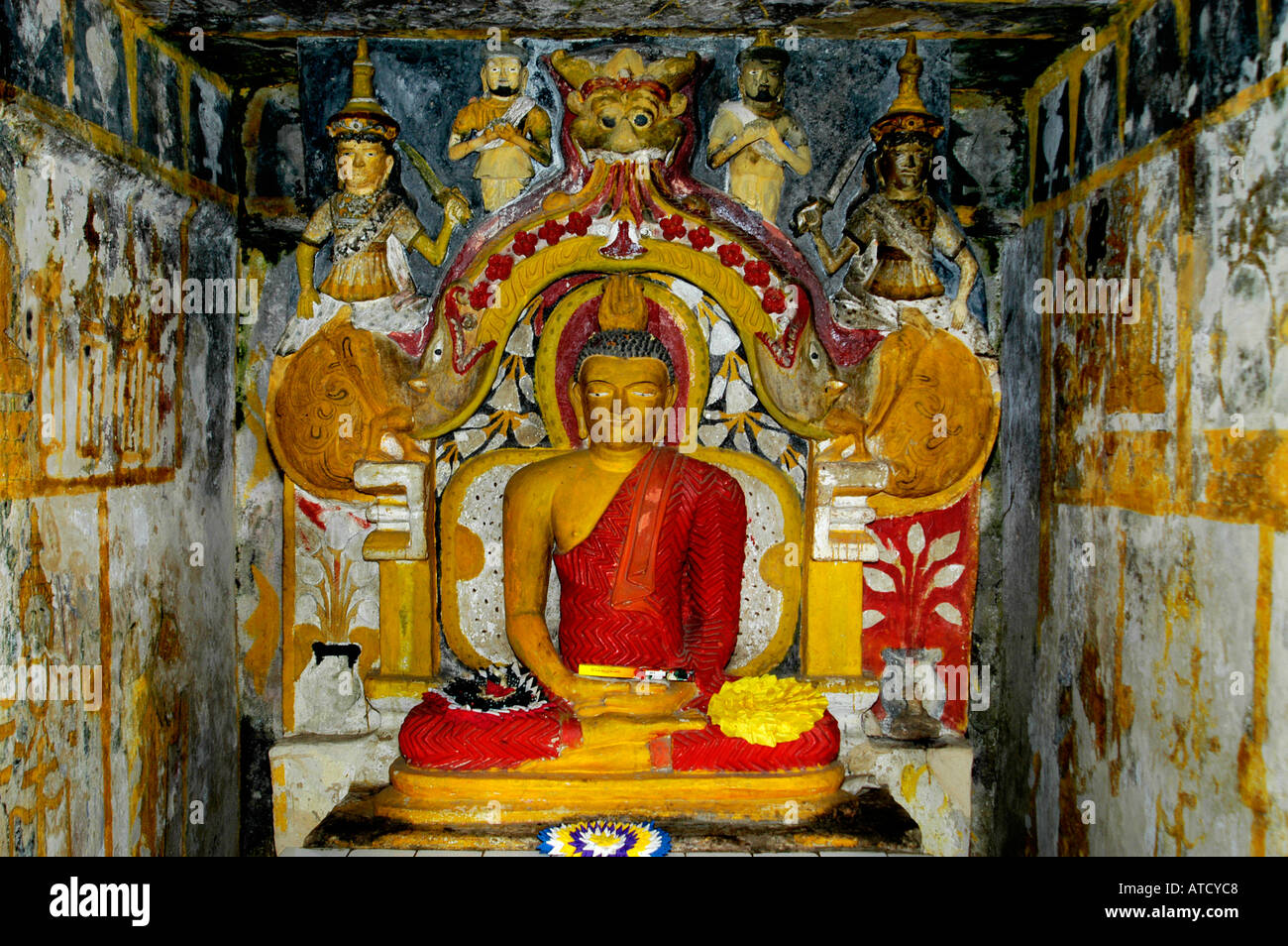 Temple de Kandy Embekka Devale Lankatilake Sri Lanka Banque D'Images