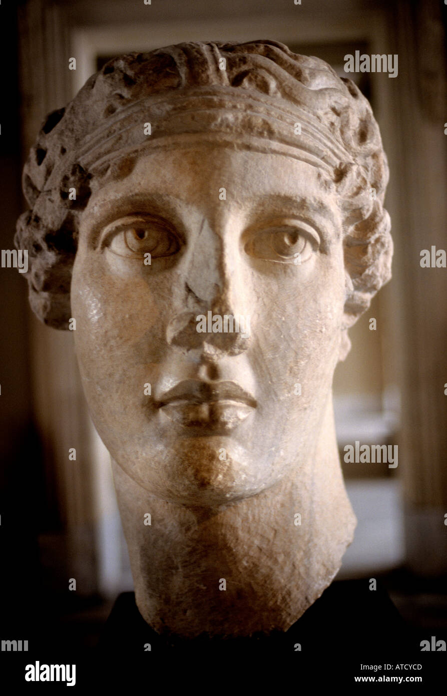 Archeological-Ancient Istanbul Smyrne Musée romain ad c 2e tête portrait Banque D'Images