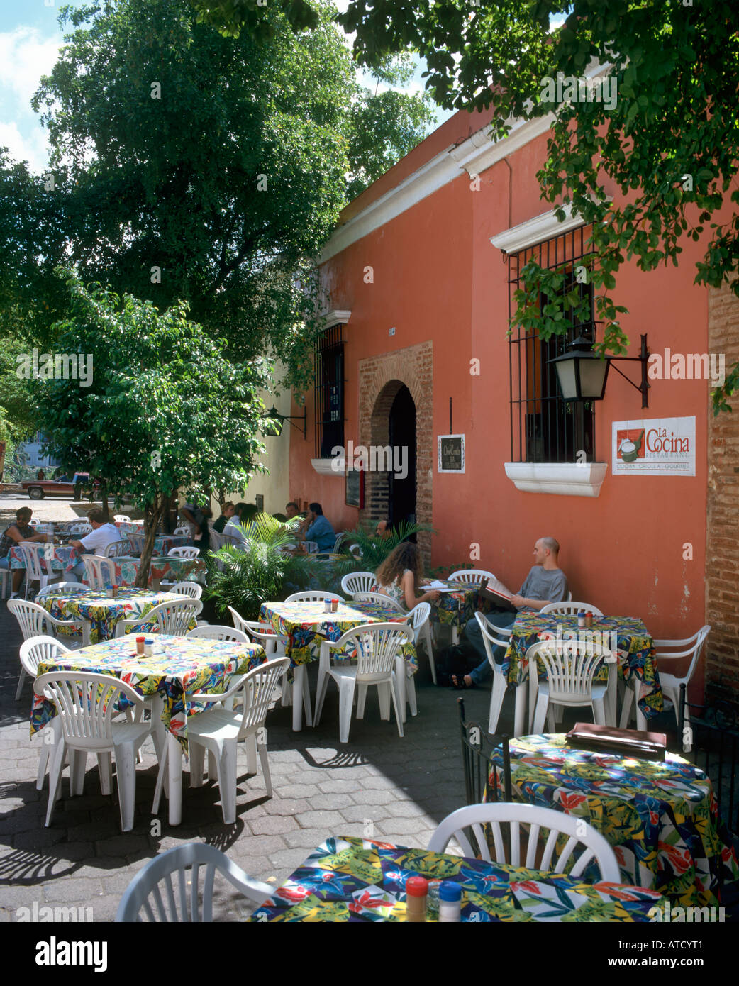 Sidewalk Cafe de la ville coloniale, Santo Domingo, République dominicaine, Caraïbes Banque D'Images