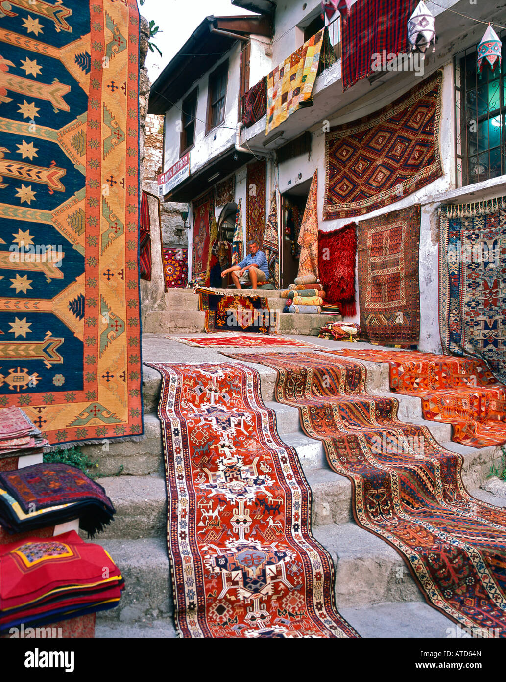 La Boutique Antalya Kaleici à tapis Banque D'Images