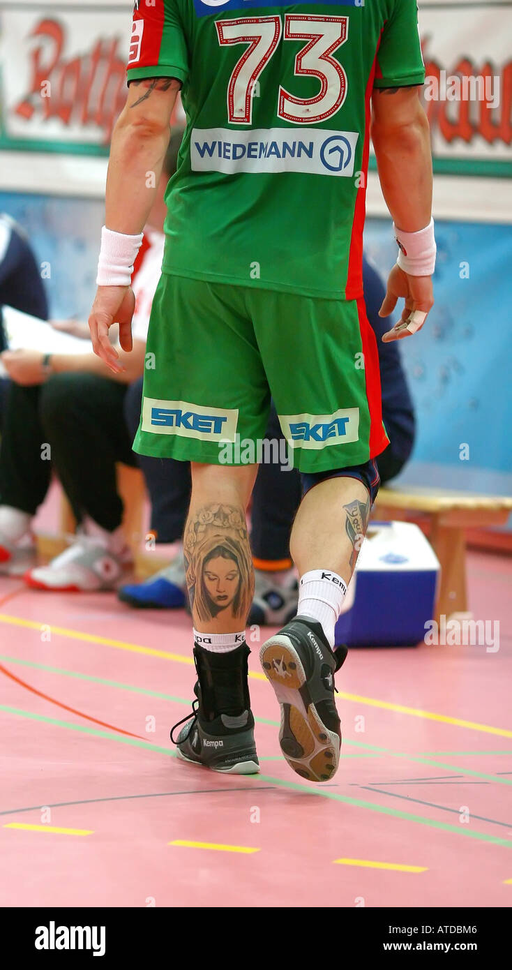 Les jambes de Stefan Kretzschmar - SC Magdeburg Banque D'Images