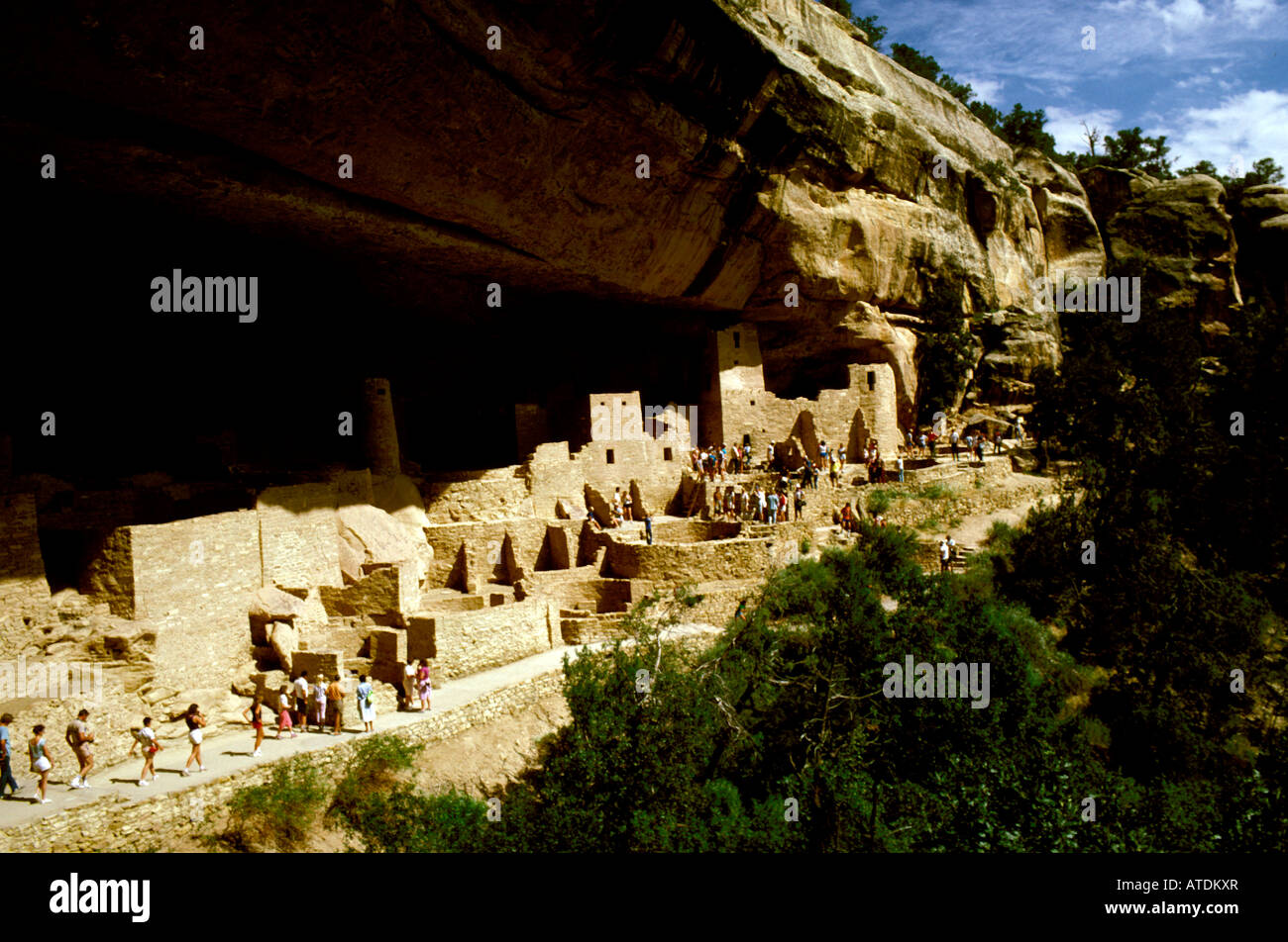 CO Colorado Mesa Verde National Park Cliff Palace cliff dwellers adobe anciennes Anasazi Banque D'Images