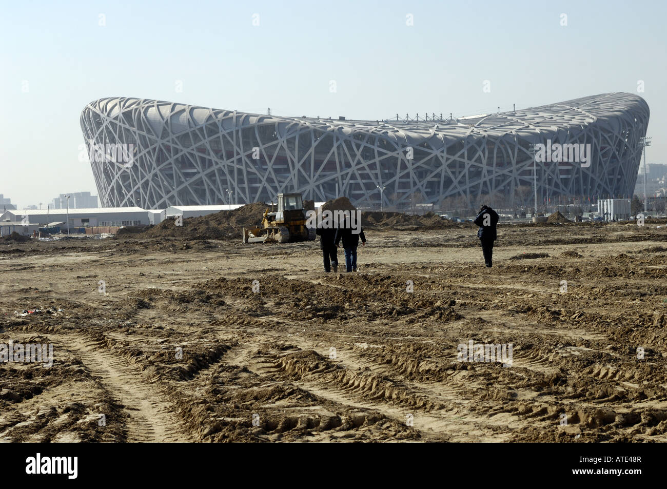 Site de construction du stade national pour les Jeux Olympiques de Beijing 2008 27-Feb-2008 Banque D'Images Site de construction du stade national pour les Jeux Olympiques de Beijing 2008 27-Feb-2008 Banque D'Images