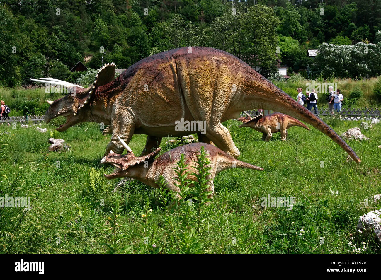 Parc à thème dinosaure Banque D'Images
