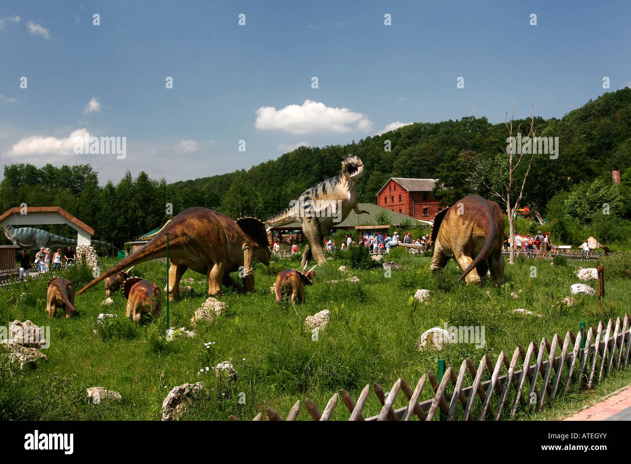 Parc à thème dinosaure Banque D'Images