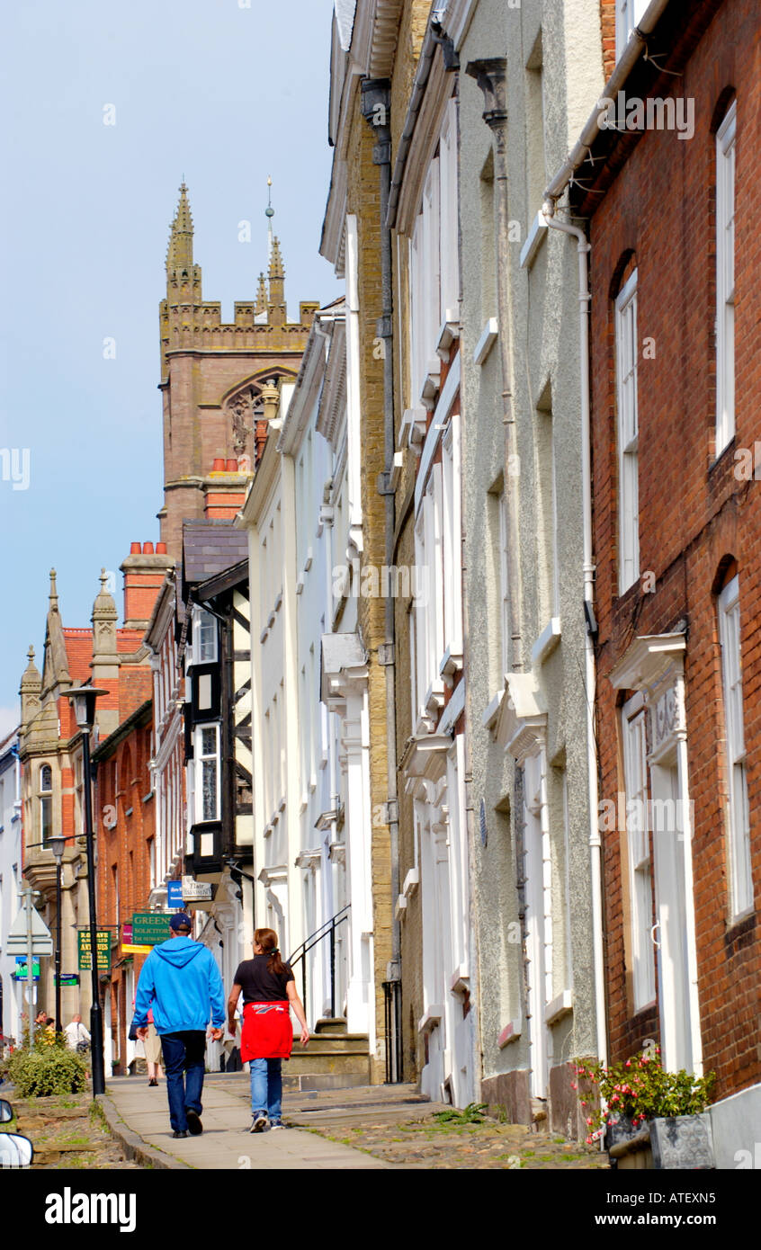 Terrasse maisons mitoyennes sur Ludlow Shropshire England UK Banque D'Images