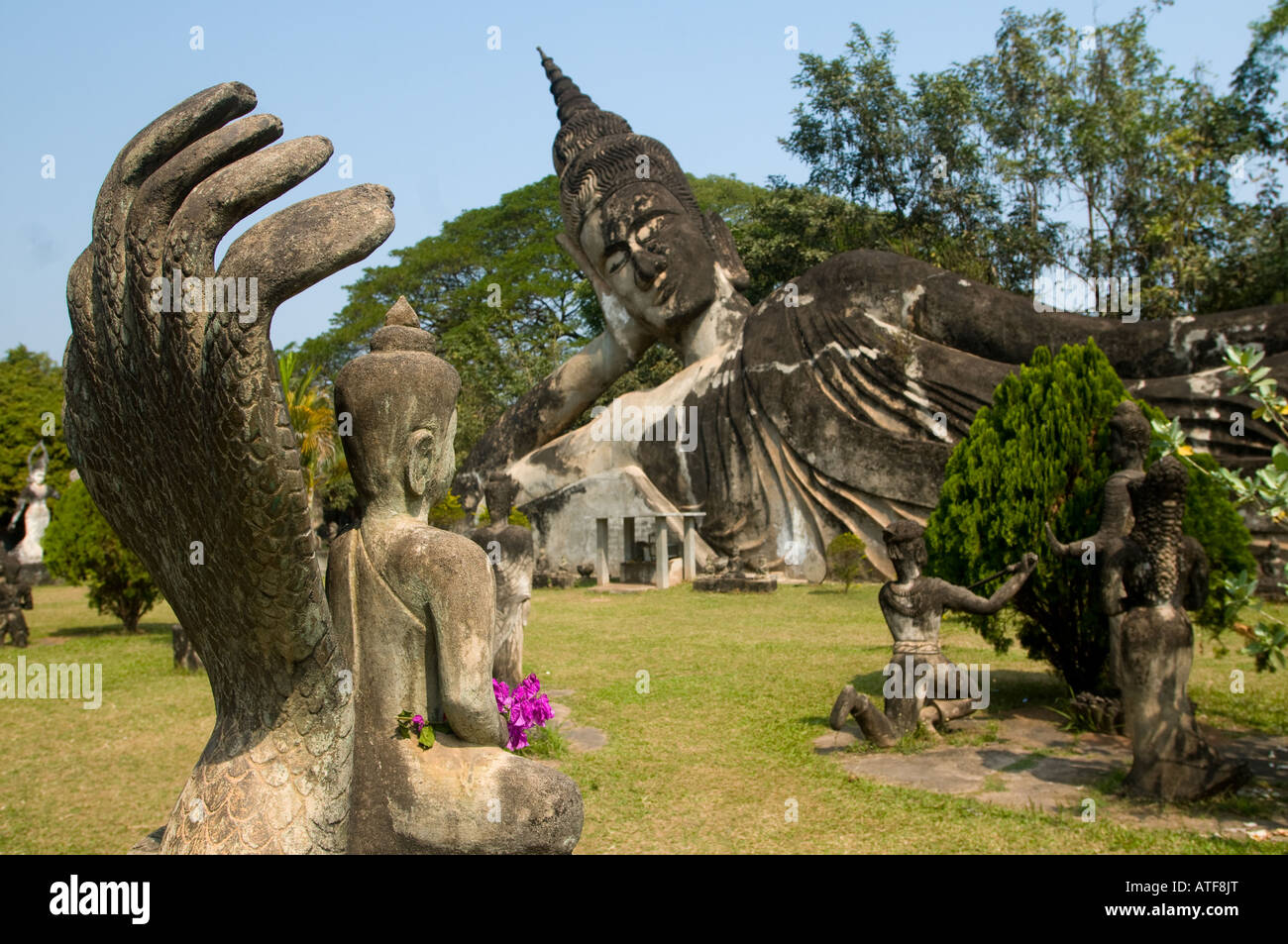 Statues de Bouddha Park, Vientiane, Laos Banque D'Images