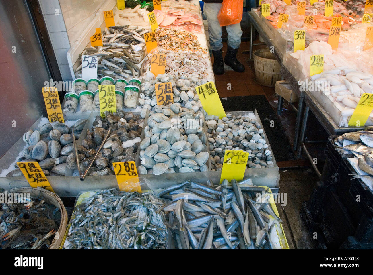 Marché de poisson de Chinatown, New York City Banque D'Images