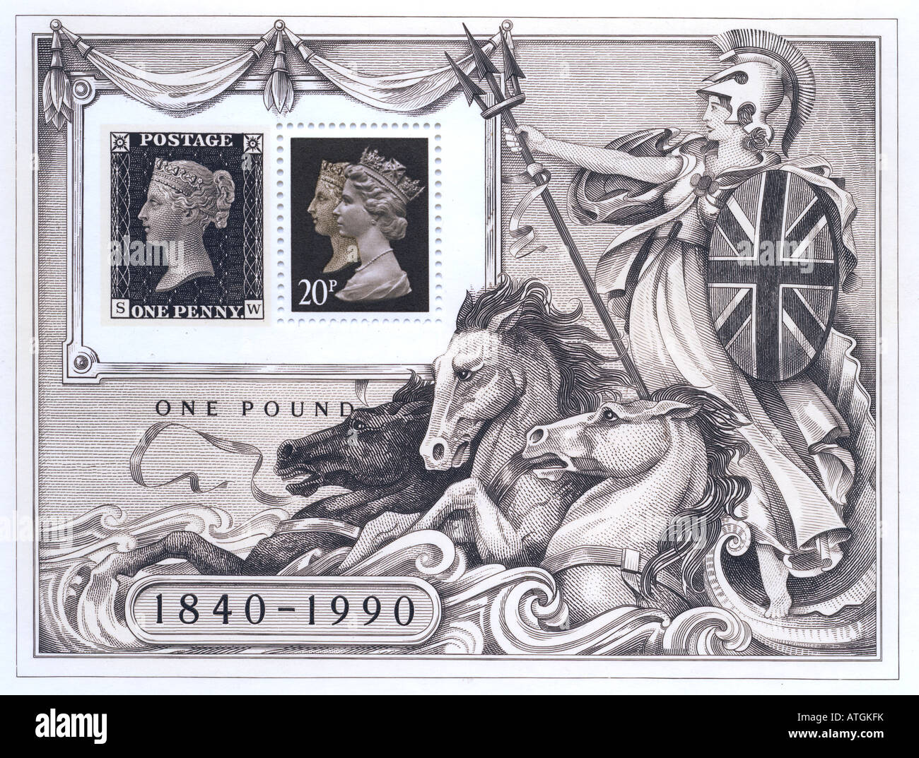 Couvrir de la penny timbre noir Banque D'Images