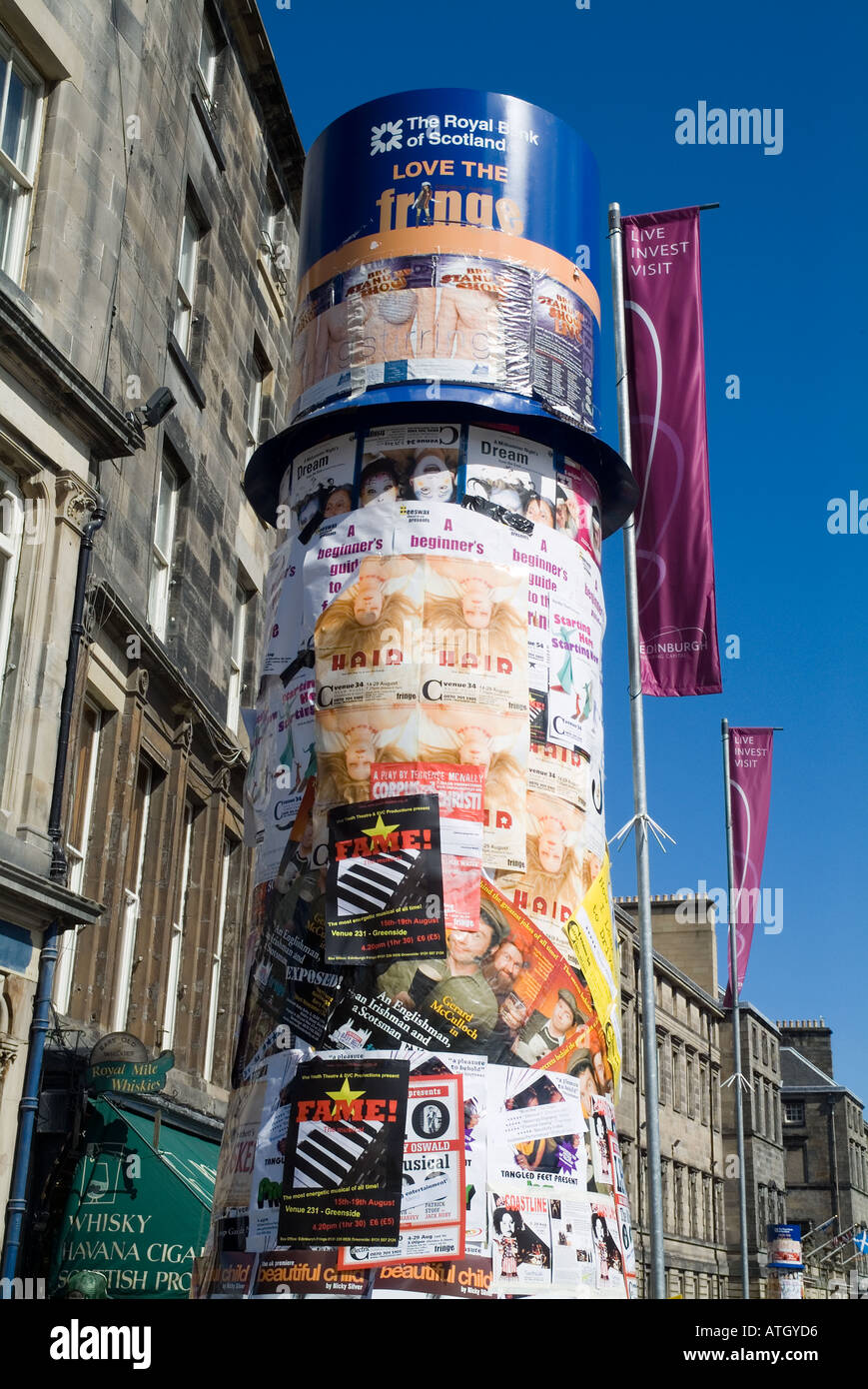 Dh Festival Fringe d'Édimbourg, le Royal Mile Fringe affiches publicitaires billboard projets promouvoir l'enseigne-affiche Banque D'Images