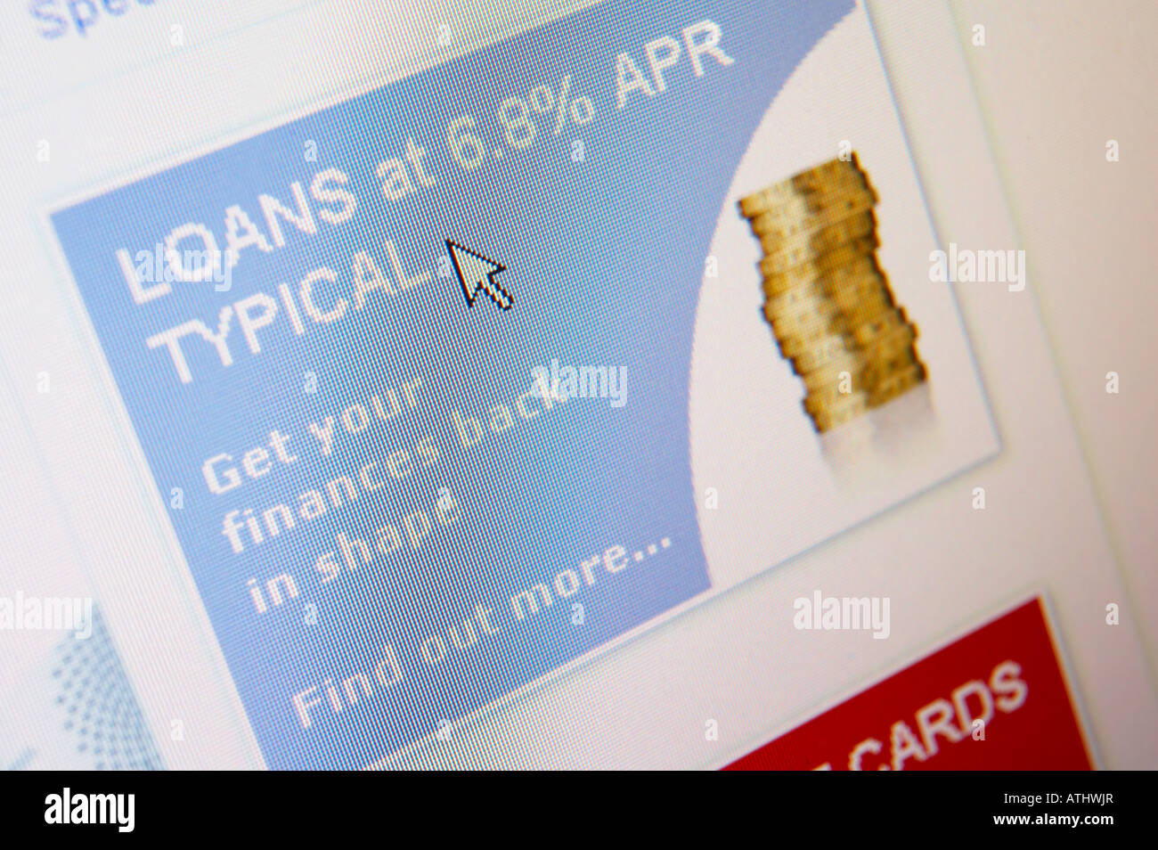 SITE WEB SUR L'écran de l'ordinateur montrant LE TAUX D'INTÉRÊT DE PRÊT Banque D'Images