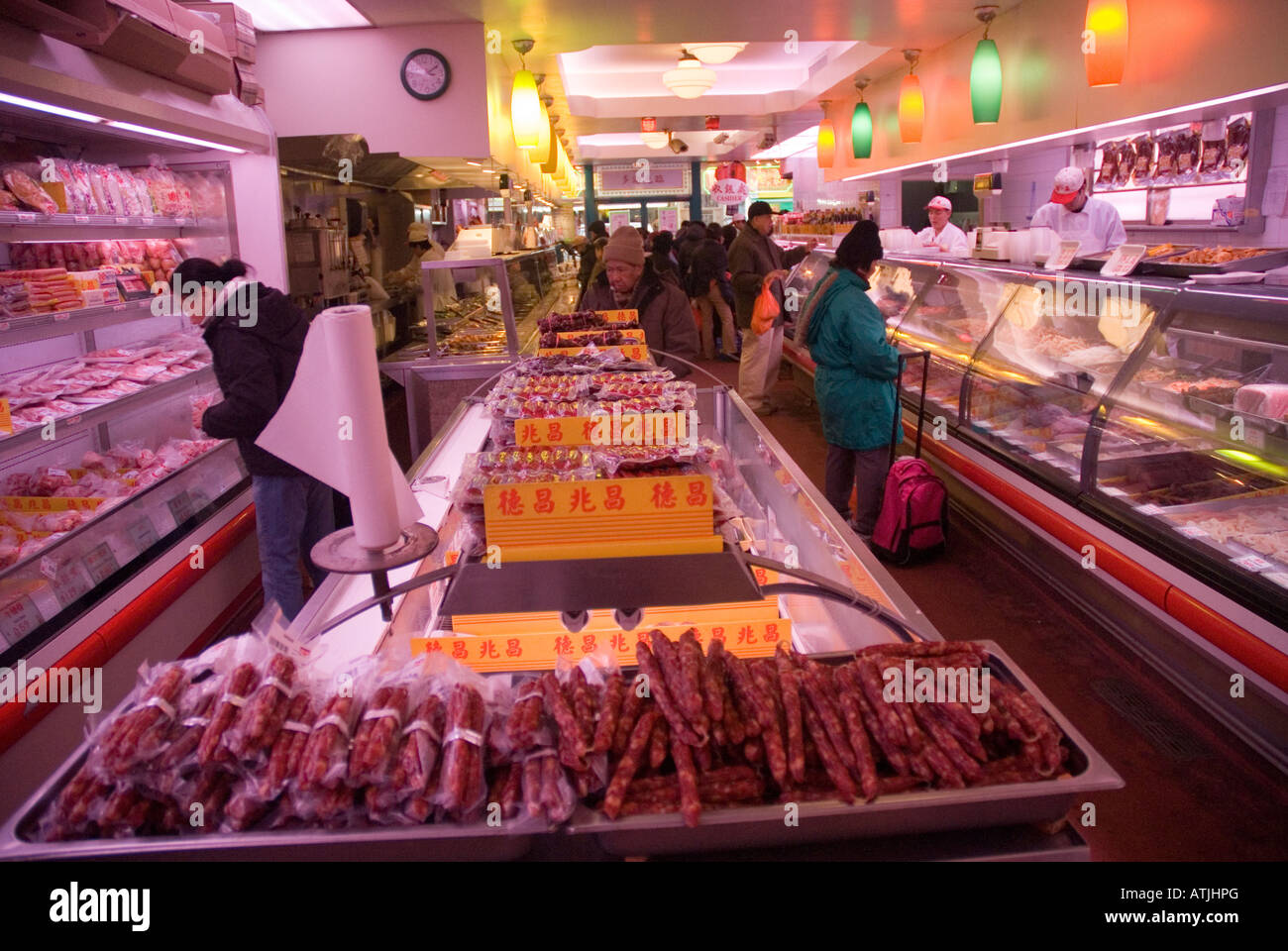 Marché couvert dans Chinatown, New York City Banque D'Images