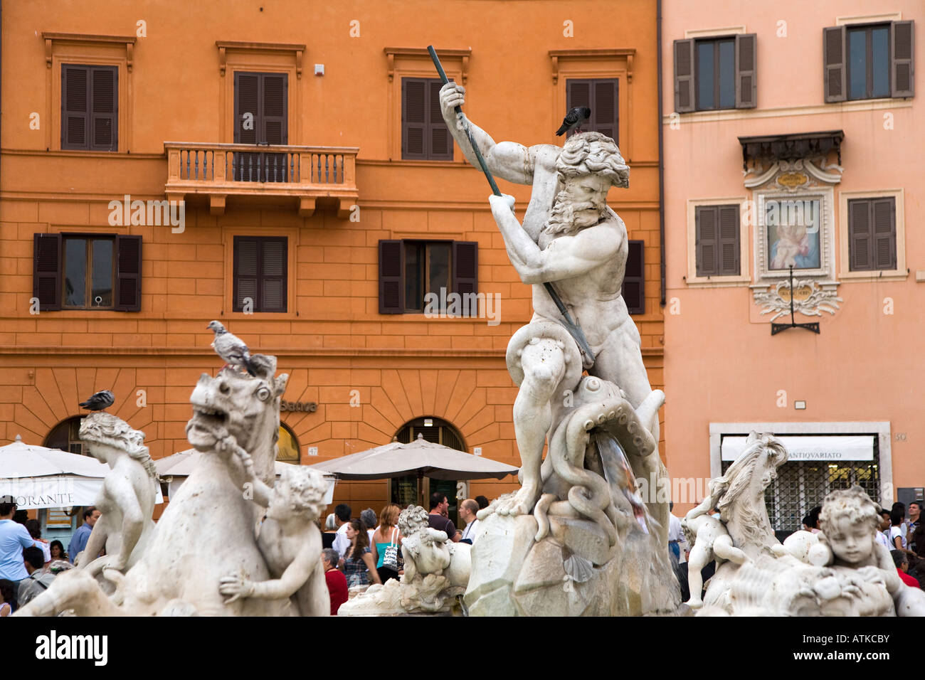 Fontaine de Neptune de la Piazza Navona Rome Italie Banque D'Images