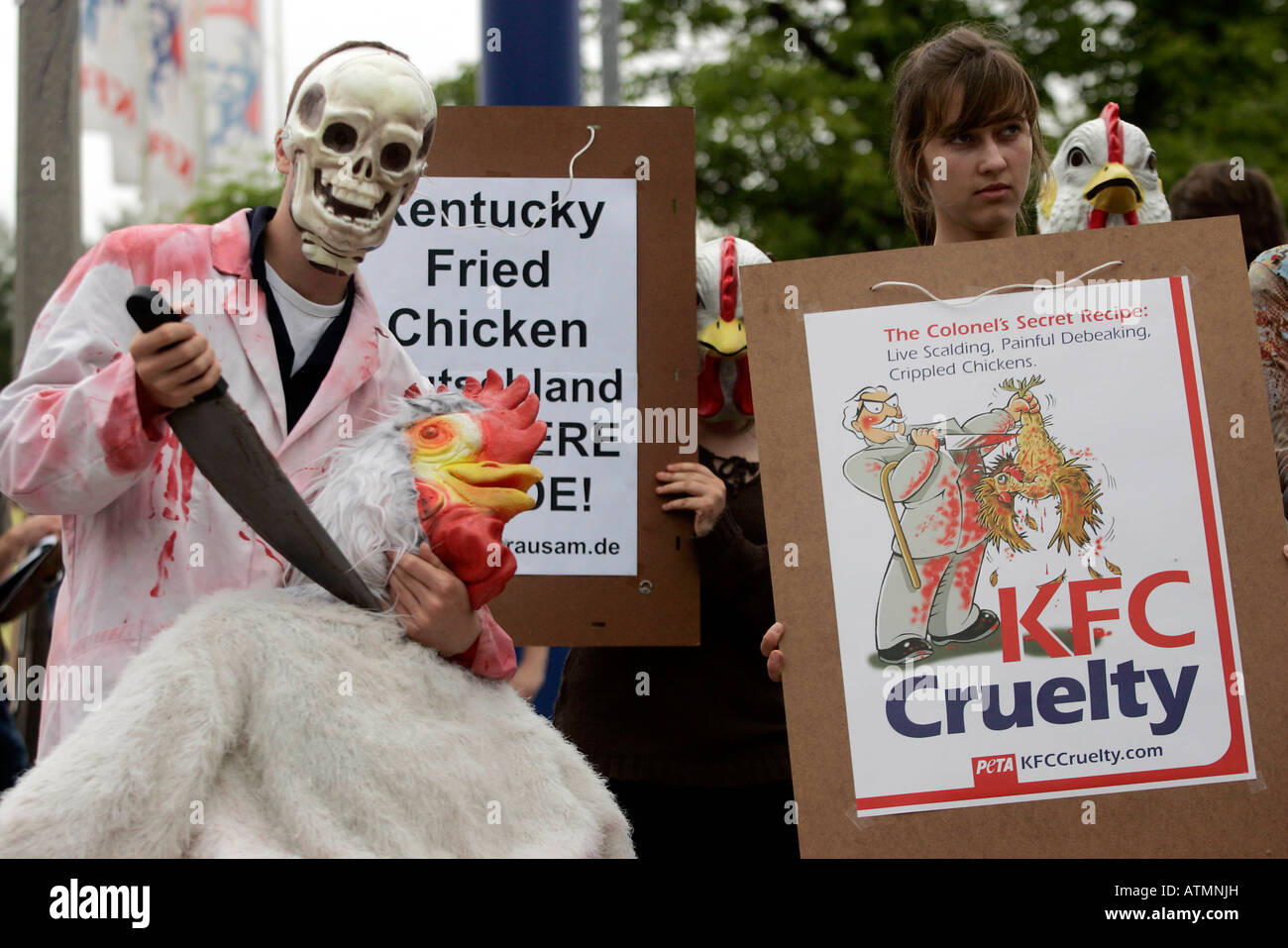 Les militants de peta, prendre des mesures à l'encontre de Kentucky Fried Chicken Banque D'Images