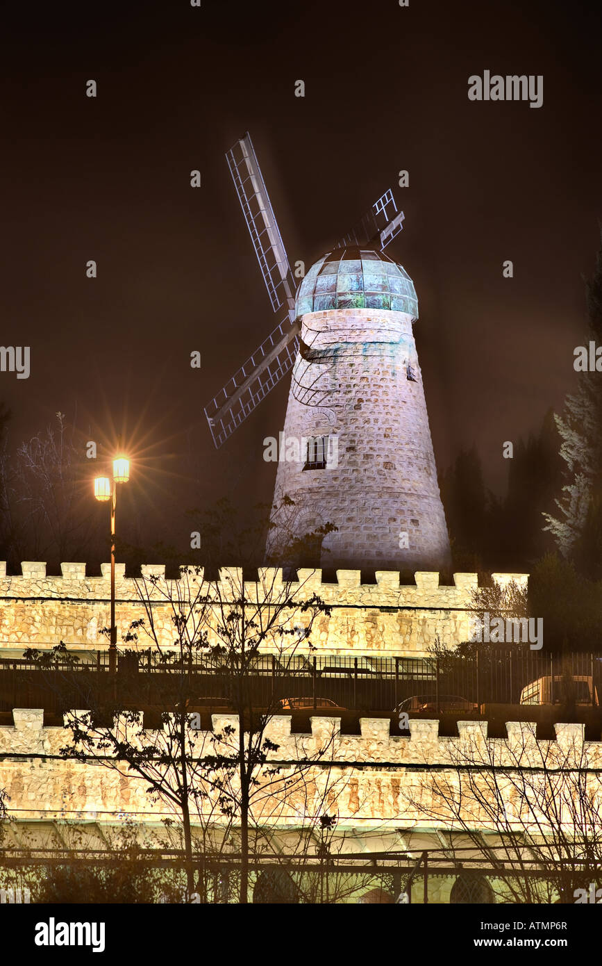 Montifiore moulin, quartier Yemin Moshe, Jérusalem, Israël Banque D'Images