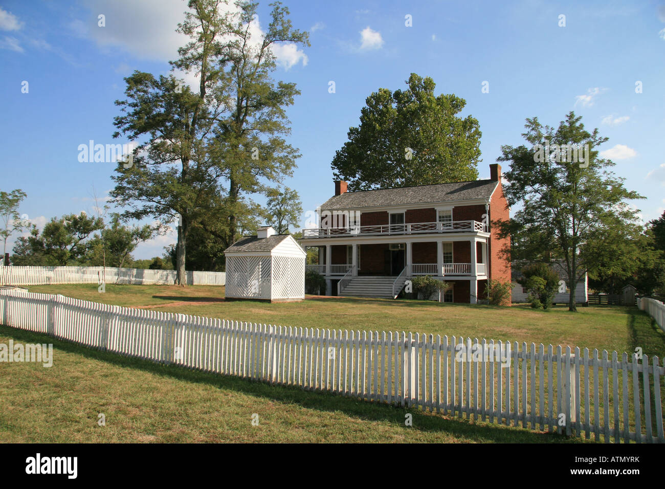 L'Appomattox Court House Maison McLean, Virginia, United States. Le général Lee se rend au général Grant dans la chambre. Banque D'Images