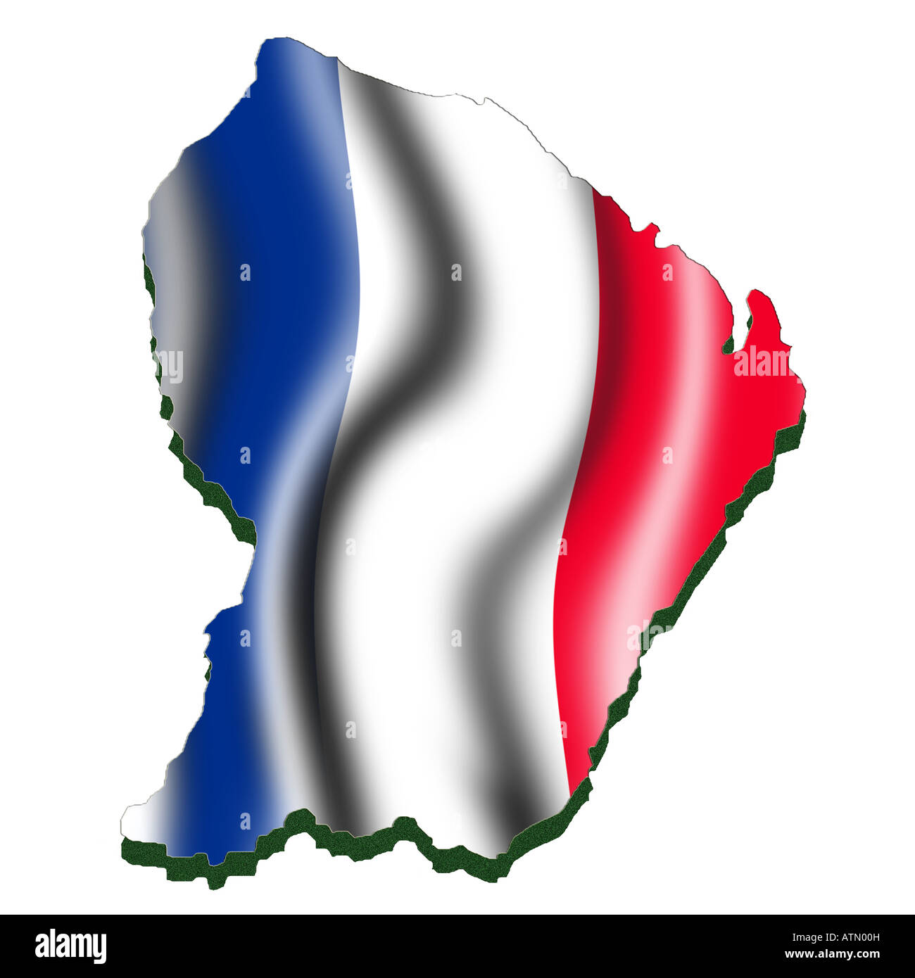 Carte et drapeau de la Guyane française Banque D'Images