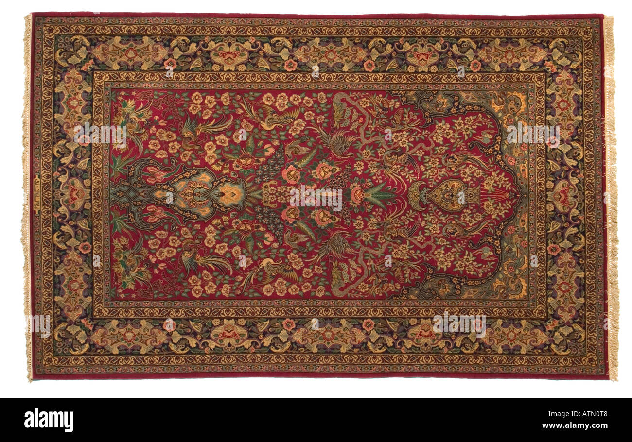 Fait à la main tapis en soie magic persan montrant des tissage et nouage détail très cher rares luxueux Banque D'Images