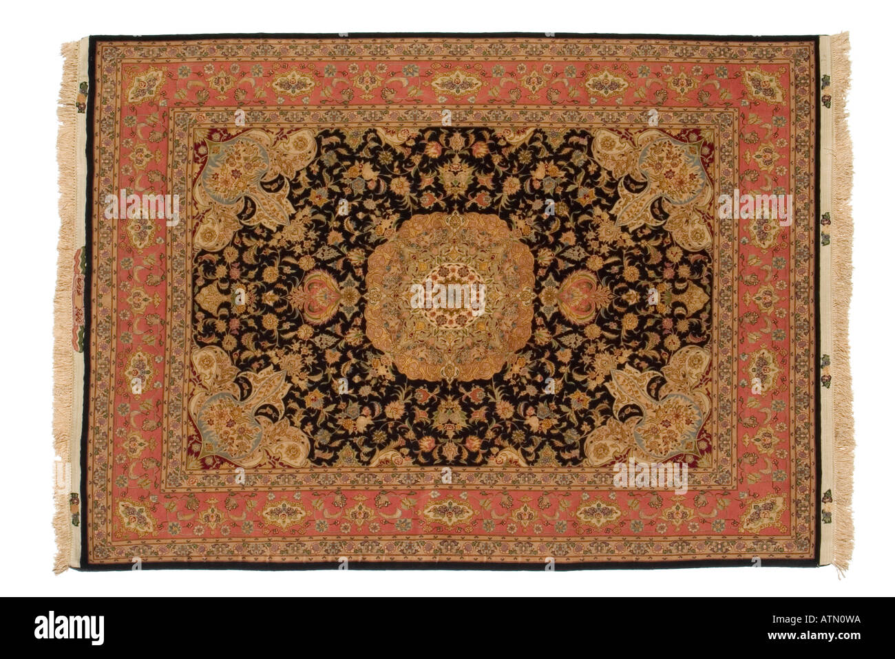 Fait à la main tapis en soie magic persan montrant des tissage et nouage détail très cher rares luxueux Banque D'Images