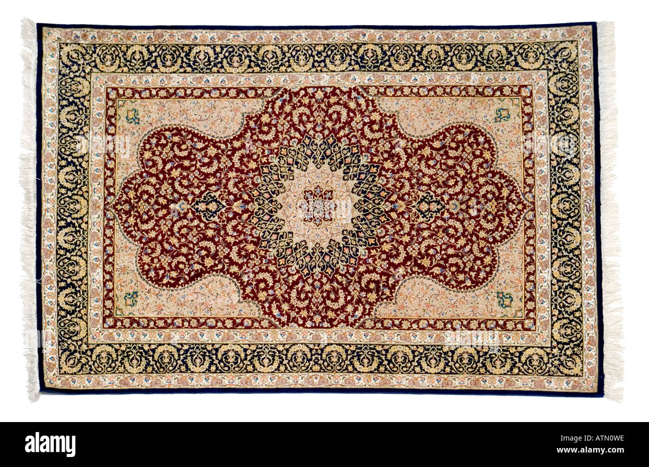 Fait à la main tapis en soie magic persan montrant des tissage et nouage détail très cher rares luxueux Banque D'Images