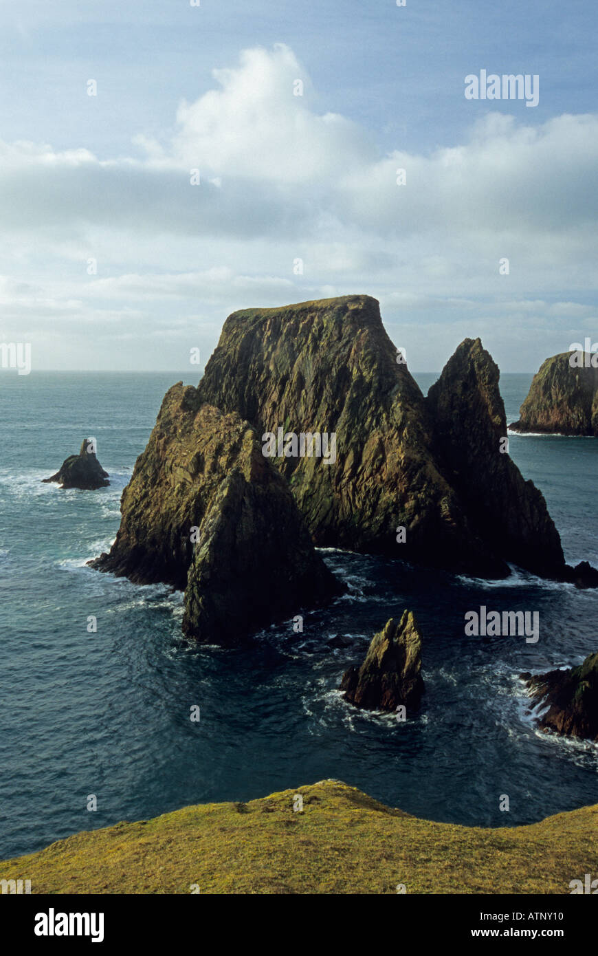 Royaume-uni, Ecosse, Iles Shetland,West mainland, Silwick, offshore piles, hiver, Banque D'Images