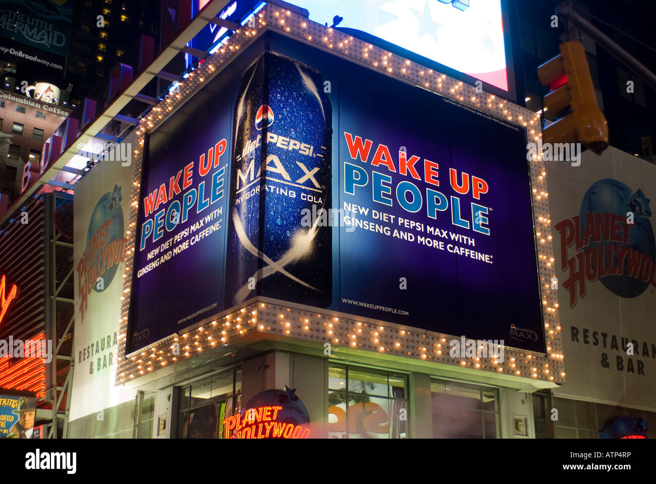 Enseigne lumineuse Pepsi Cola à Times Square Banque D'Images