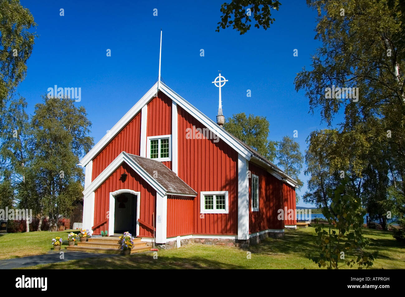 Église en bois / Jukkasjarvi Banque D'Images