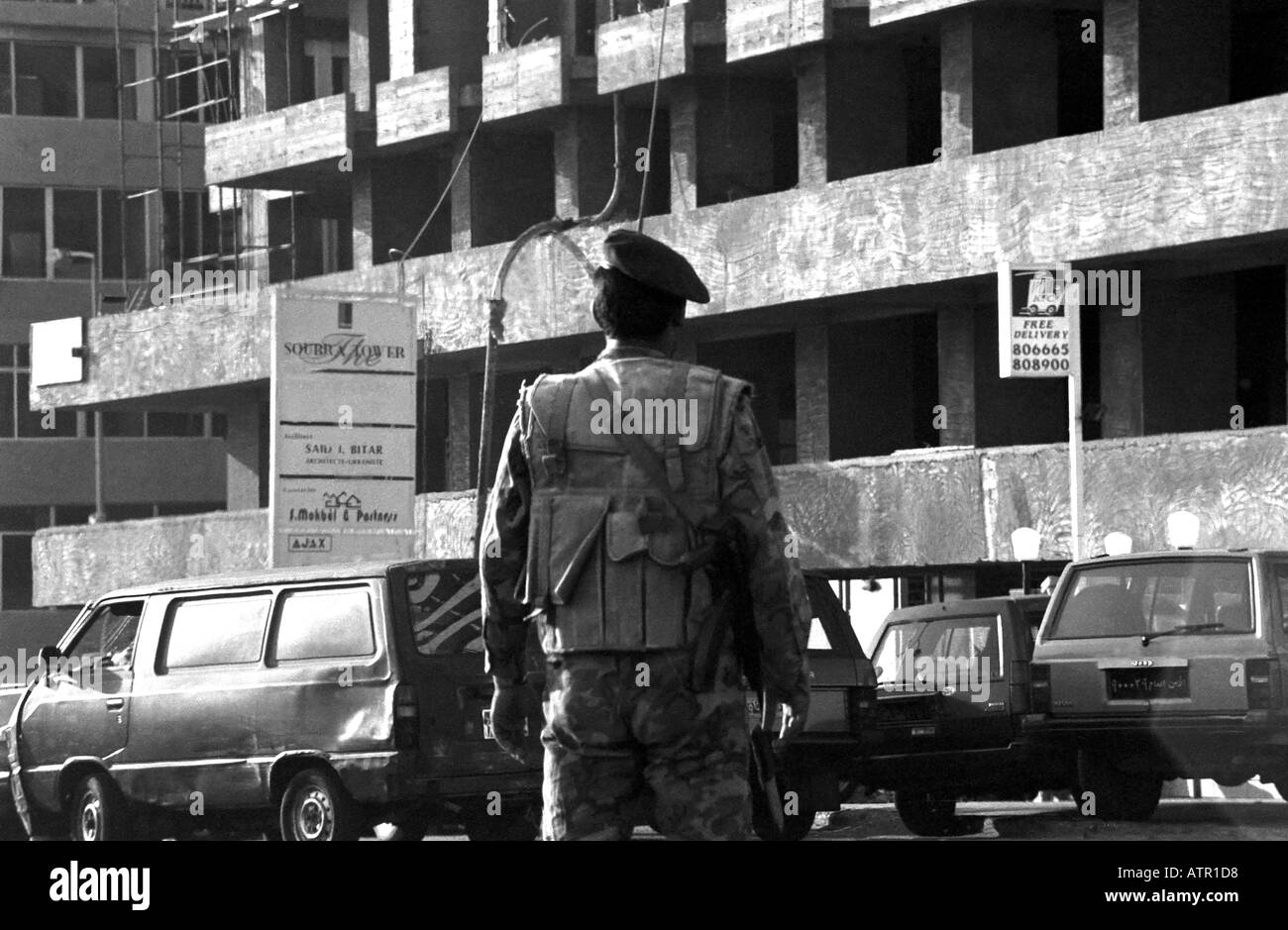 Soldat en centre-ville de Beyrouth Banque D'Images