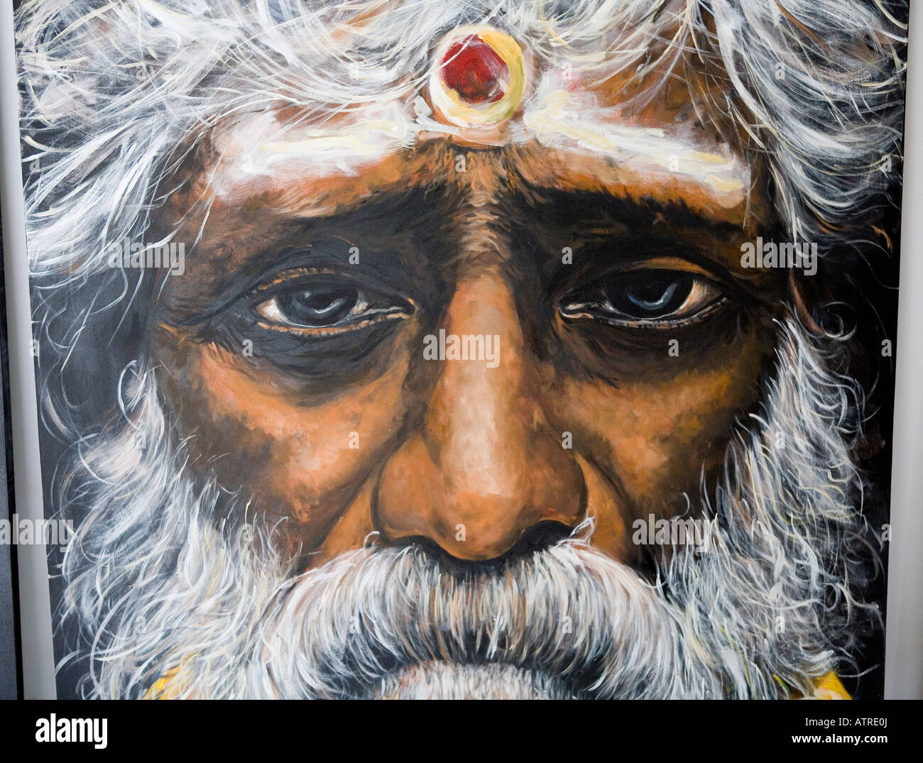 Peinture d'un Sage hindou à Ubud Bali Indonésie Banque D'Images
