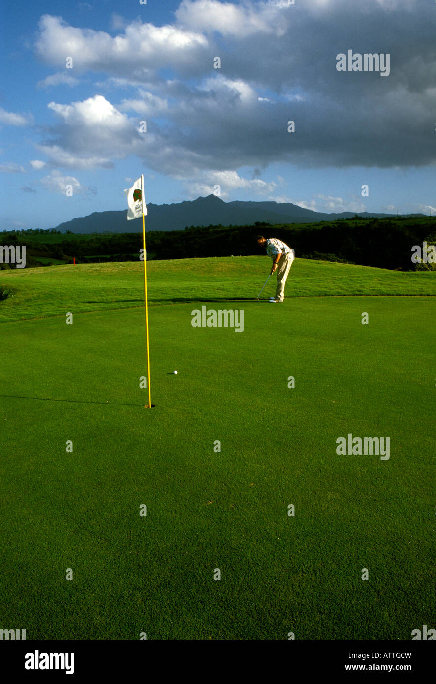 Sports Golf modèle HI Hawaii Kauai Princeville golf fairways parution mettre Banque D'Images