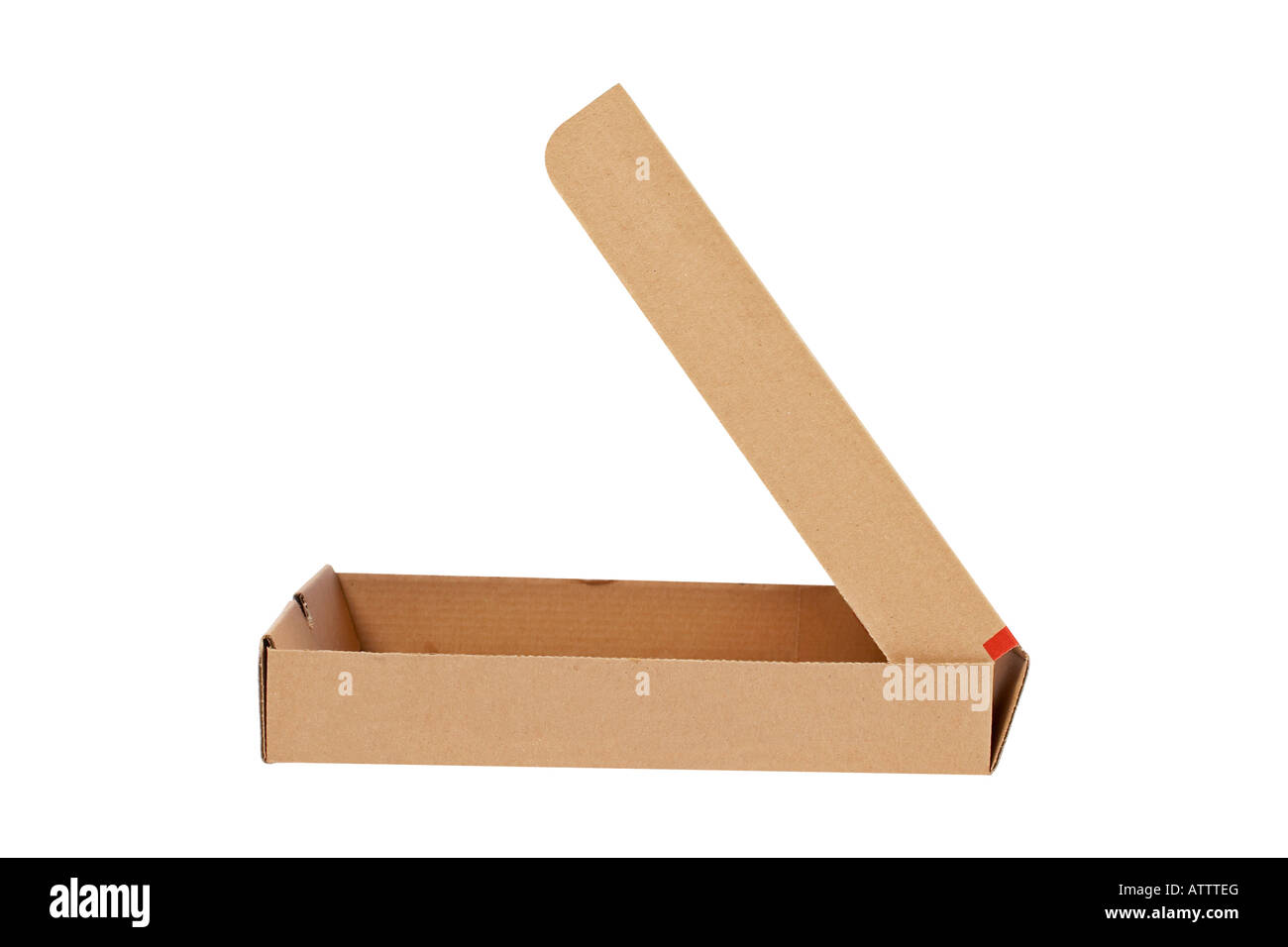 Pizza en carton isolé sur fond blanc Banque D'Images