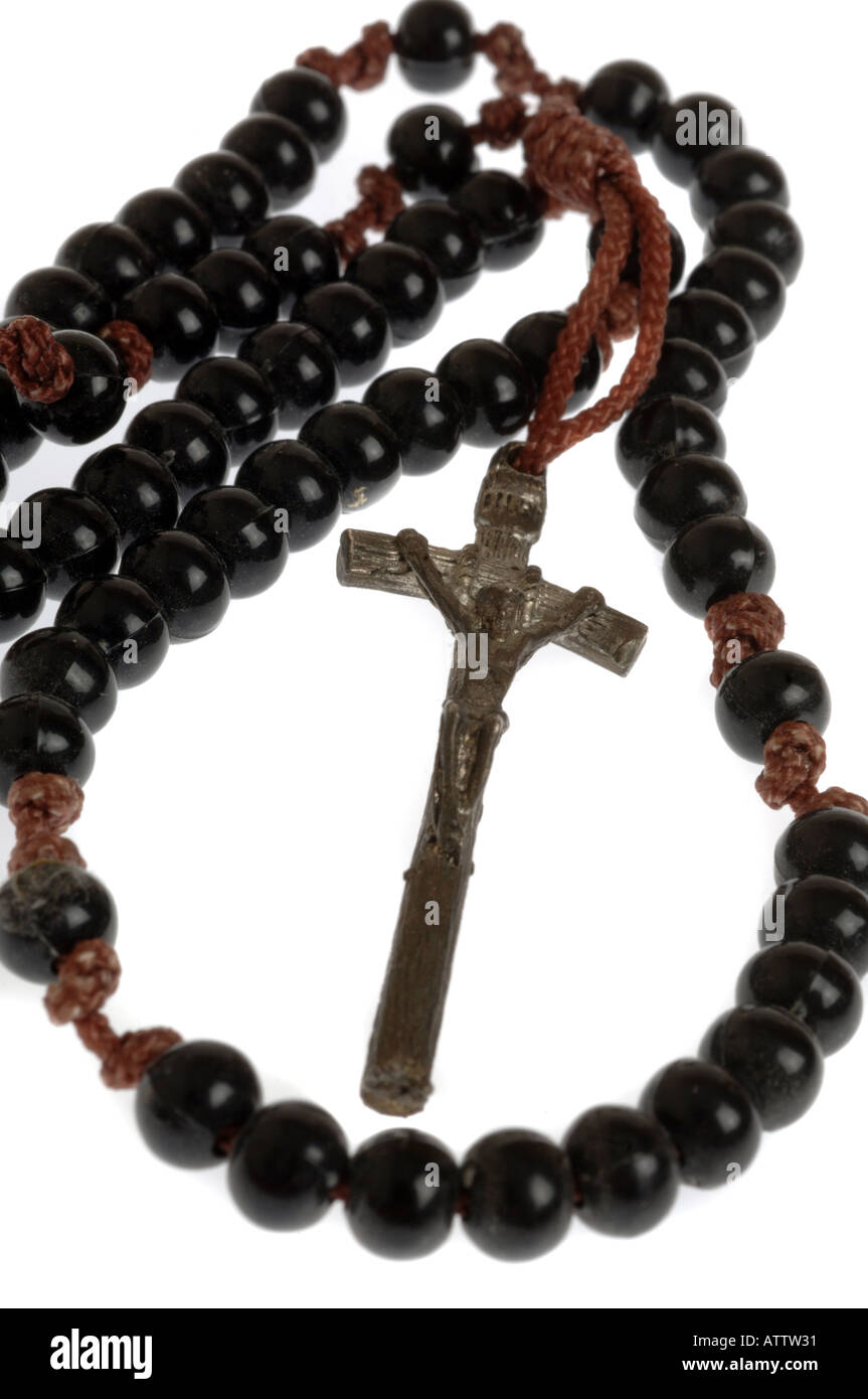 Rosaire, chapelet, Rosaire montrant Jésus sur la croix Banque D'Images