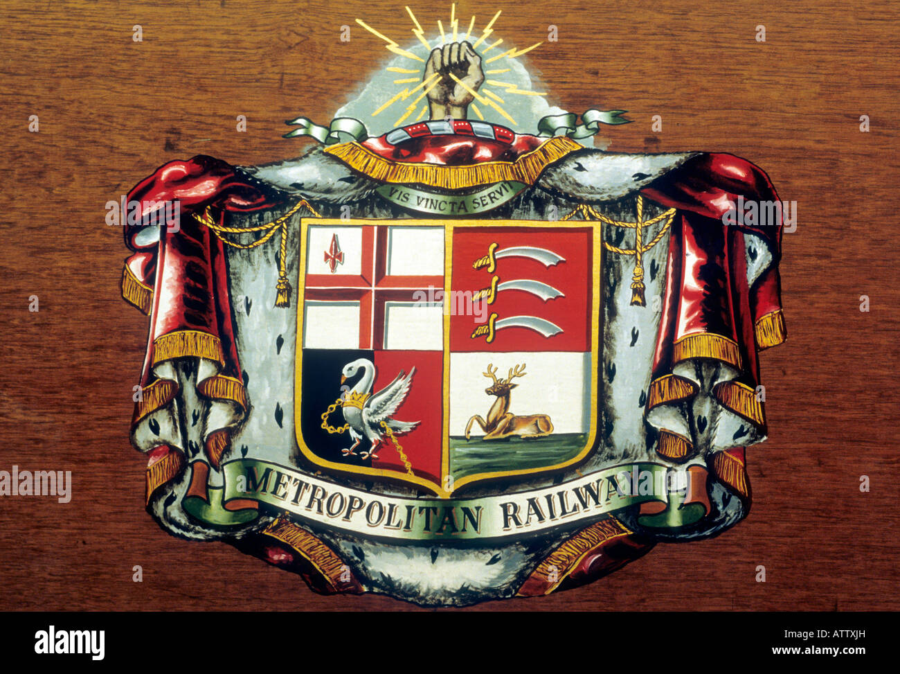 London Transport Museum Metropolitan Railway héraldique blason de voyage souterrain England UK Banque D'Images