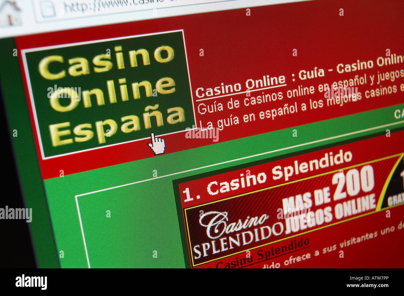 SITE WEB SUR L'écran de l'ordinateur montrant À LA LIGNE POKER CASINO SPAIN Banque D'Images