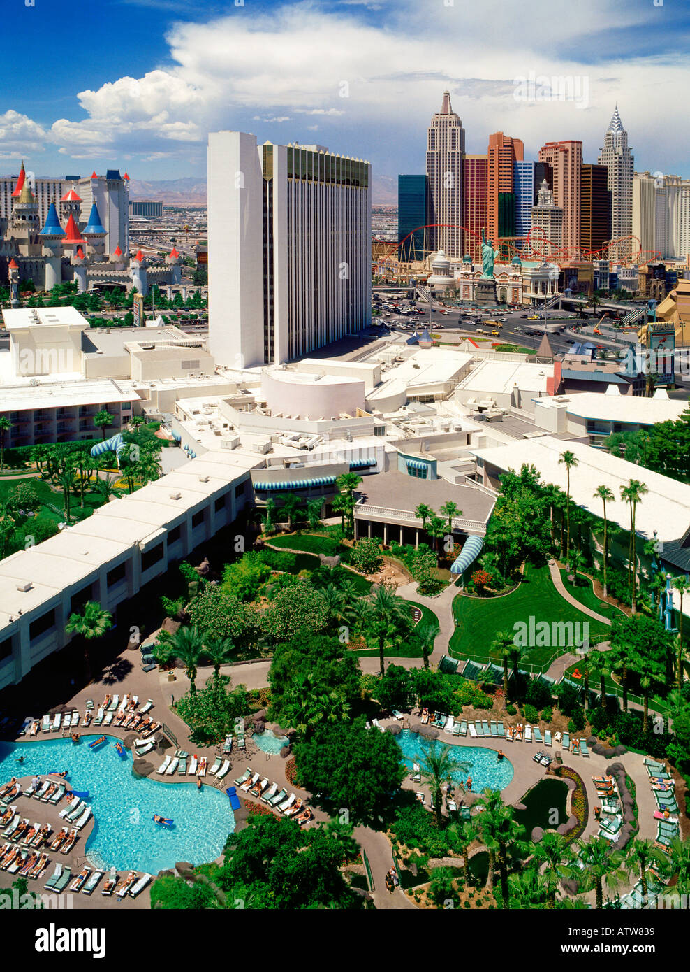 Hôtels en Las Vegas Nevada State USA Vue aérienne jour heure Banque D'Images