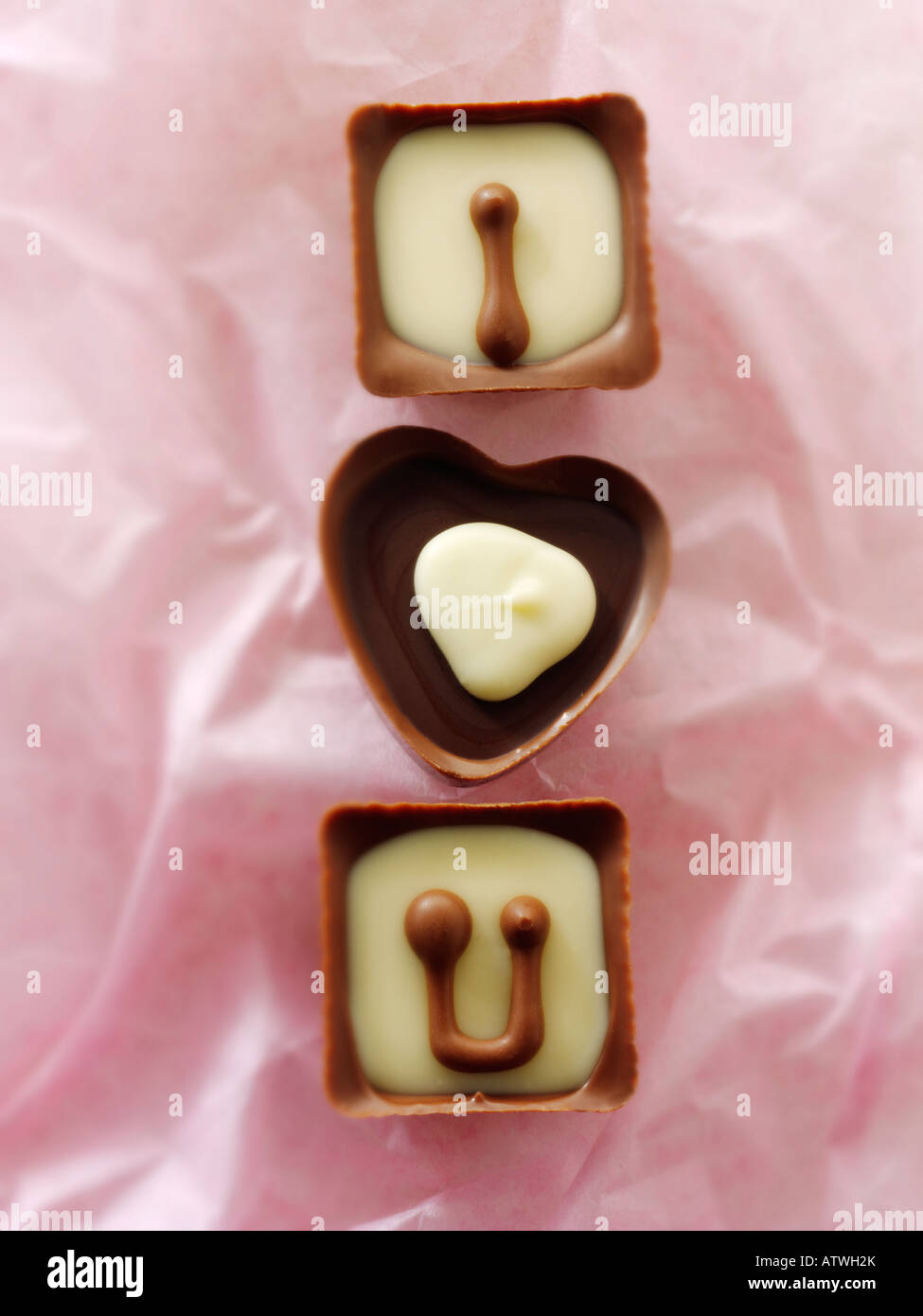 Je t'aime message pour la fête des mères, Saint Valentin ou pour un anniversaire - Chocolats Banque D'Images