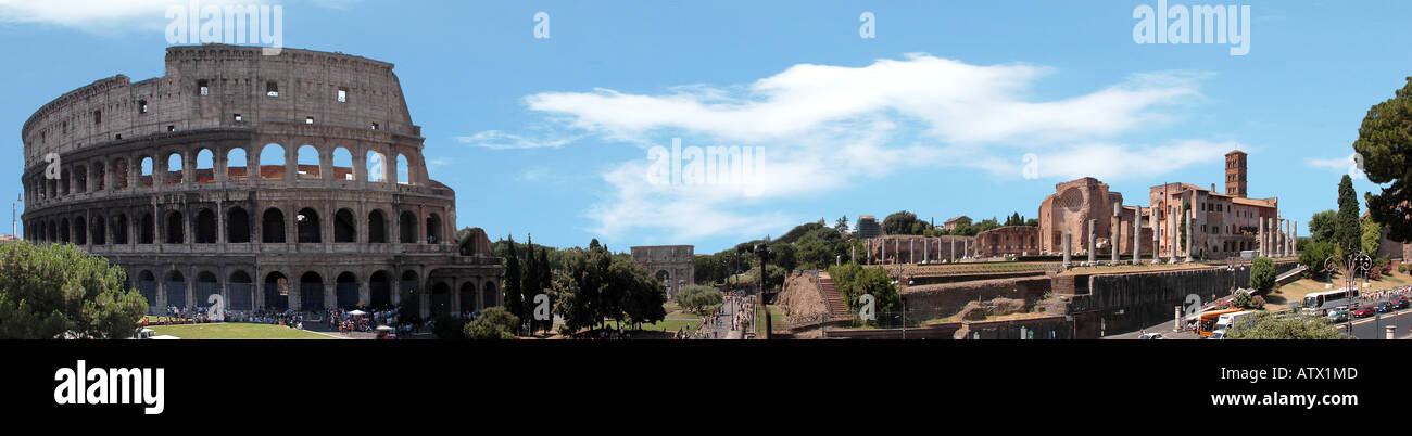 Vue panoramique avec Coliseum Rome Lazio Italie Banque D'Images