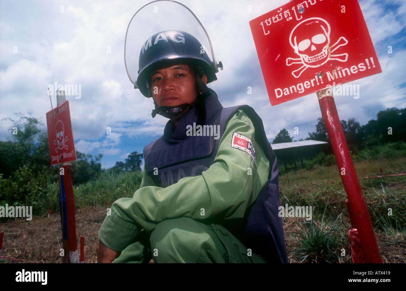 Les mines terrestres demeurent l'héritage d'années de guerre au Cambodge. Banque D'Images