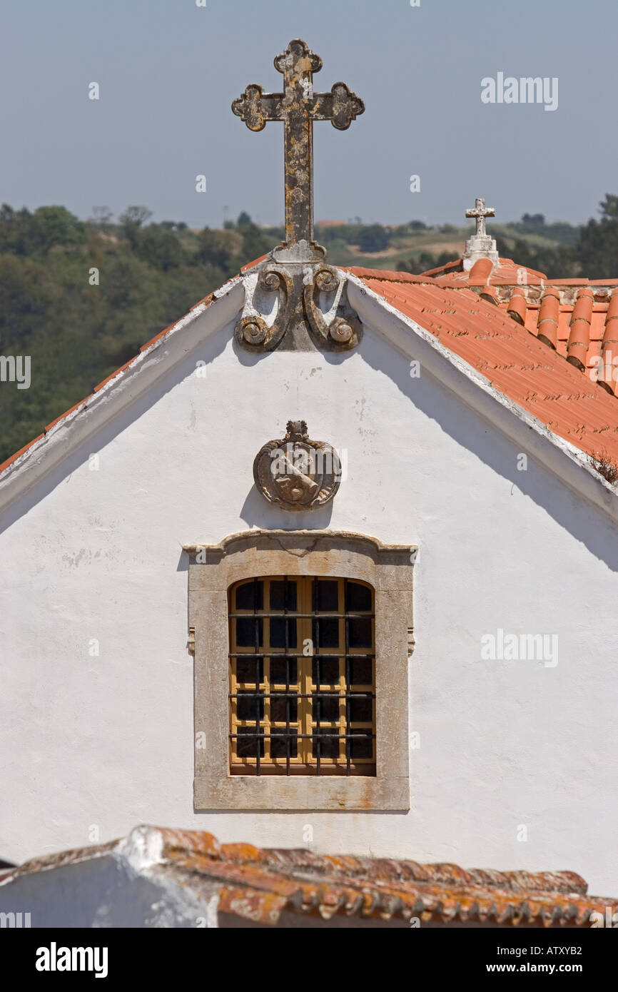 Toit de l'Eglise Portugal Óbidos Banque D'Images