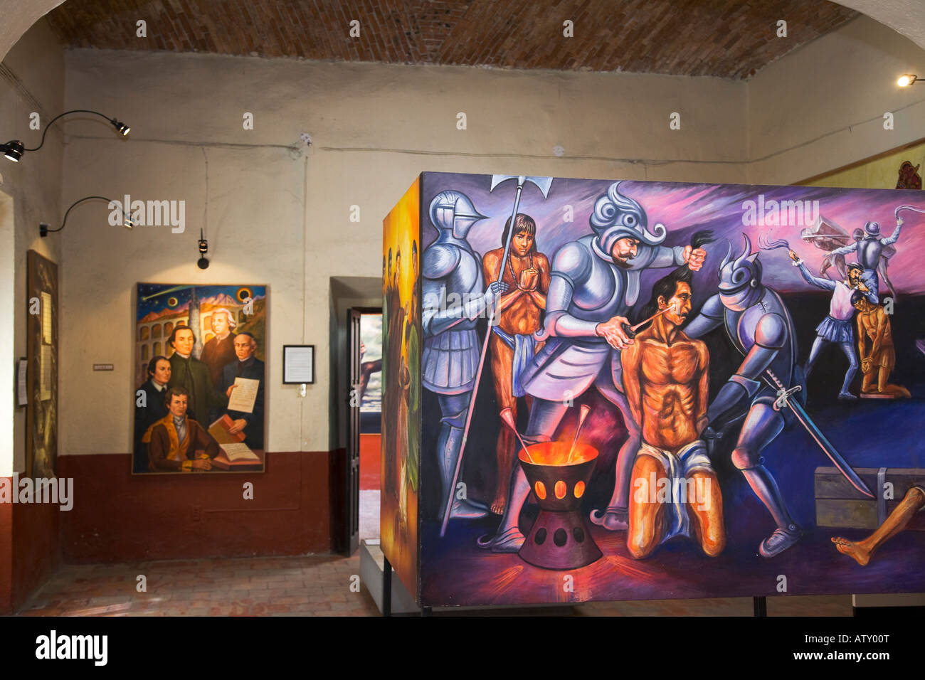 Mexique Dolores Hidalgo Peintures affichées dans Independence Museum représentent l'histoire du Mexique Le Mexique en quête de liberté de l'Espagne Banque D'Images