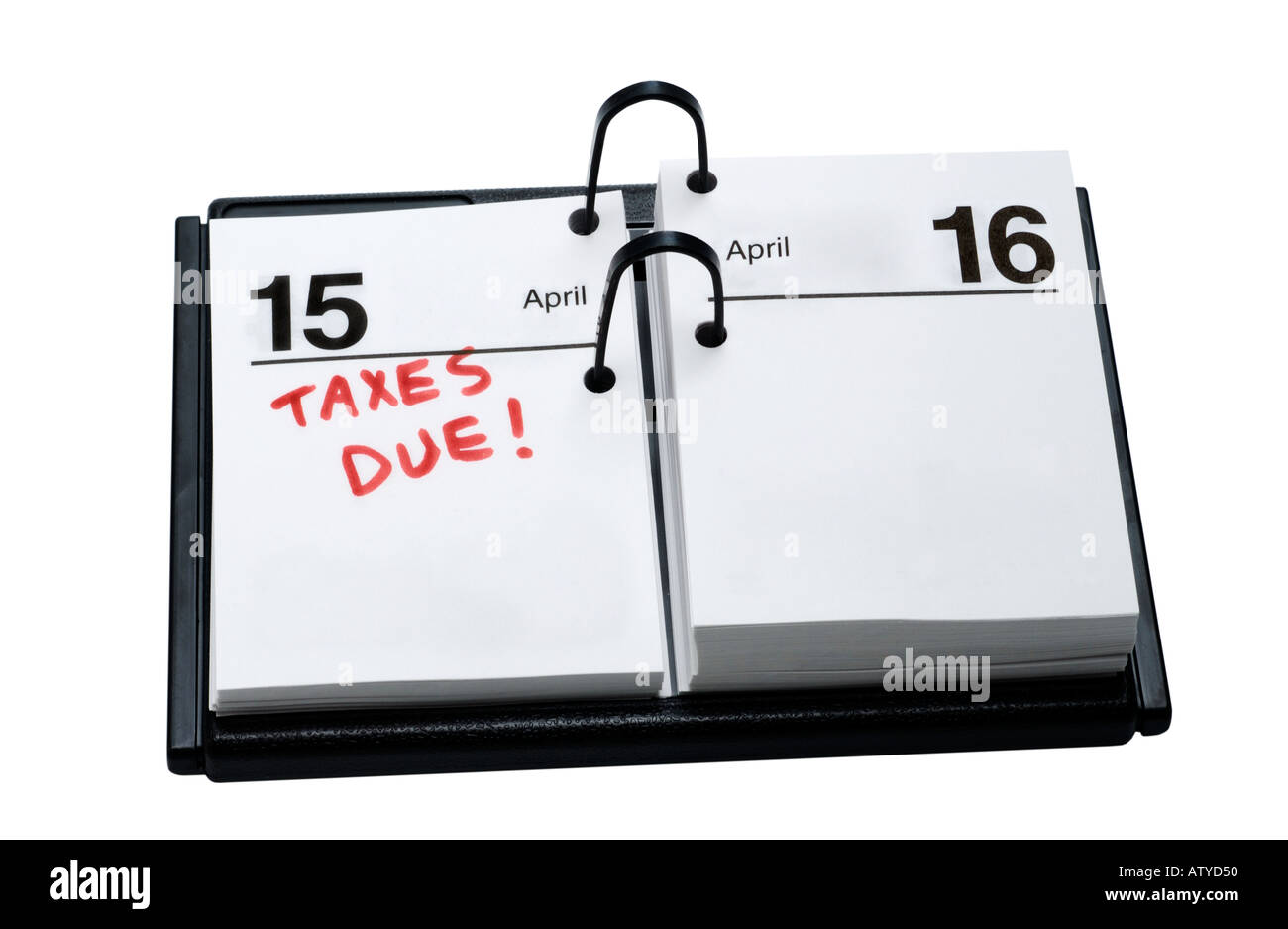 24 Calendrier avec taxes dues le 15 avril Banque D'Images