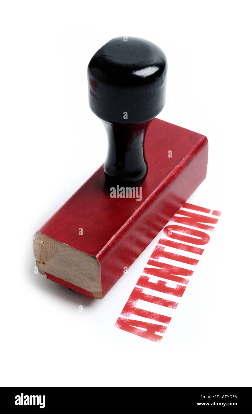 ATTENTION rubber stamp Banque D'Images