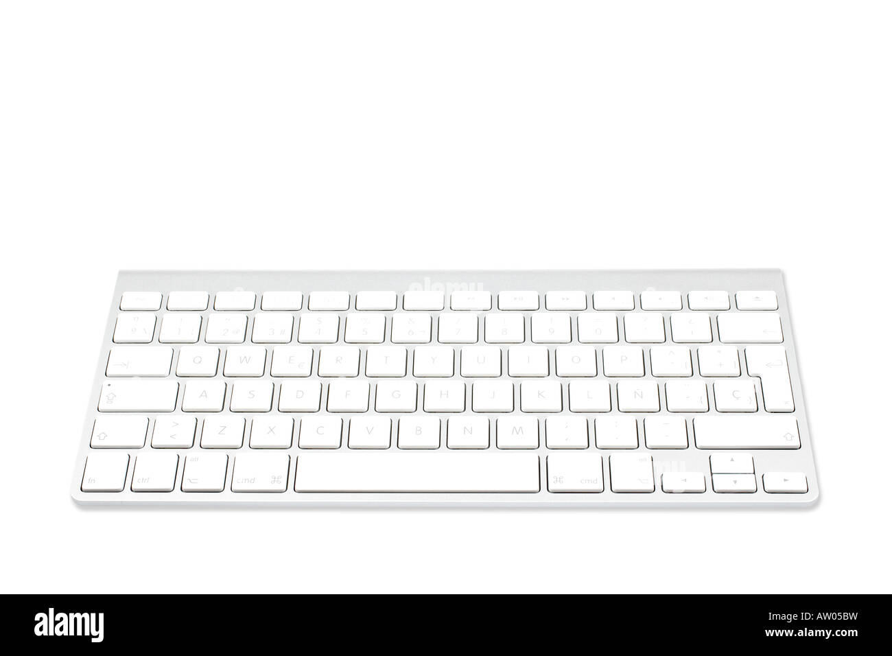 Un clavier en aluminium sans fil avec soft ombre sur fond blanc Banque D'Images